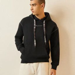 The Bear House Black Relaxed Fit Typography Hoodie-29
