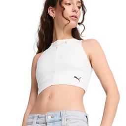 Puma White WARDROBE ESSENTIALS Ribbed Skinny Fit Crop Top-picture-40