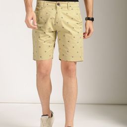 Harvard Men Khaki Printed Regular Fit Sustainable Chino Shorts-image-40