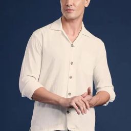 Hancock White Cotton Relaxed Fit Solid Shirts-image-33