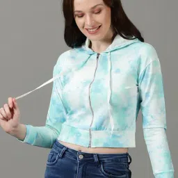SHOWOFFFF Turquoise Cotton Tie - Dye Hoodie-picture-4