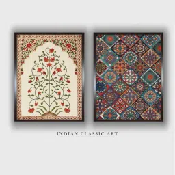 Indian Classic Art Multicolor Canvas Abstract Wall Art-image-84