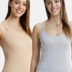 Jockey Steel Grey Melange & Light Skin Plain Camisole (Pack of 2)-2
