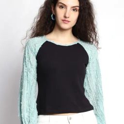 Prettify Black Self Design Crop Top-picture-20