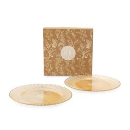 Pure Home and Living Solid Gold Glass Set of 2 Charger Plates-47