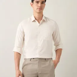 Arrow Beige Cotton Slim Fit Self Pattern Shirt-picture-20