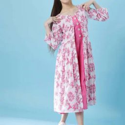 Pspeaches Girls Pink Cotton Regular Fit Printed Dress-picture-14