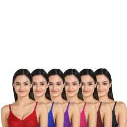 AROUSY Black & Blue Cotton Beginner's Bra - Pack Of 6-picture-25