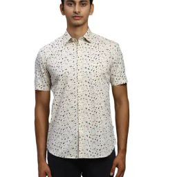 Parx Beige Cotton Slim Fit Printed Shirt-picture-22