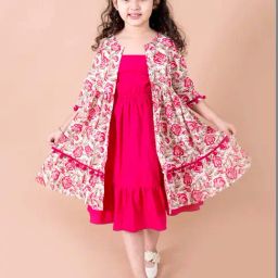 Pspeaches Girls Red Cotton Regular Fit Floral Print Dress-picture-18