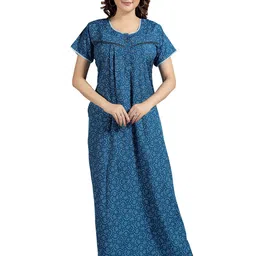 NIGHT QUEEN Women Floral Printed Maxi Nightdress-image-88