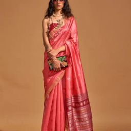 Odette Pink Silk Blend Woven Design Saree with Unstitched Blouse Piece-image-52