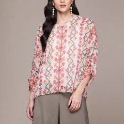 Aarke Ritu Kumar Ecru Oryn Short Top With Camisole-image-57