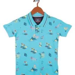 Monte Carlo Kids Blue Printed Polo T-Shirt-image-57