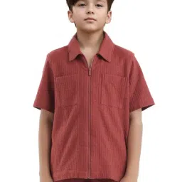 Rare Ones Boys Rust Cotton Solid Shacket-picture-28