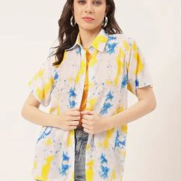Moomaya White & Yellow Tie - Dye Shirt-image-26