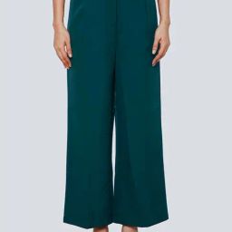 Zink London Teal Green Regular Fit Formal Trousers-image-93