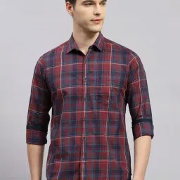 Monte Carlo Red Regular Fit Checks Shirt-picture-41
