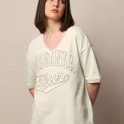 ONLY Women Typography Printed V-Neck T-shirt-image-89