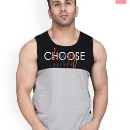 SLOWLORIS Pack Of 2 Printed Combed Cotton Gym VestsVSL26 CMB(CHS BLACKGREY)(CHS PEACH)-picture-19