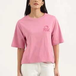United Colors of Benetton Pink Plain T-Shirt-image-31