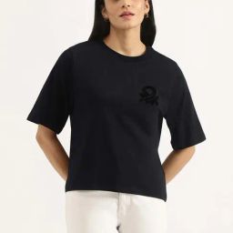 United Colors of Benetton Black Plain T-Shirt-image-97