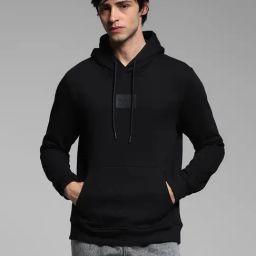 Jack & Jones Black Cotton Slim Fit Solid Hooded Sweatshirt-picture-35