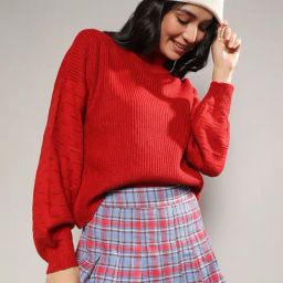 Campus Sutra Red Regular Fit Sweater-image-17