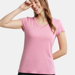 Jockey Micro Modal Cotton Relaxed Fit Solid V Neck Half Sleeve Tshirt-RX12-image-84