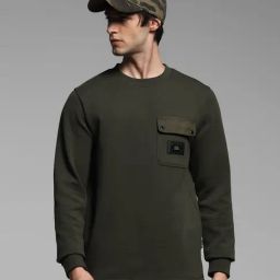 Jack & Jones Green Cotton Regular Fit Solid Sweatshirt-image-65