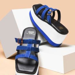 The White Pole Women's Blue Casual Wedges-62