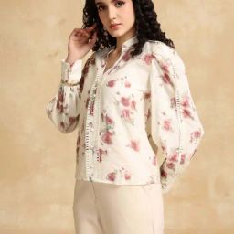 KAZO Beige Floral Print Top-image-49