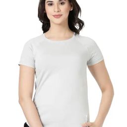 BLOSSOM Women's Stretchable Cotton Hip Length T-Shirt With Round Hem & Raglan Sleeve_Hip Long Tee-image-85