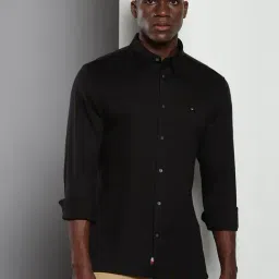 Tommy Hilfiger Black Cotton Regular Fit Shirt-image-76
