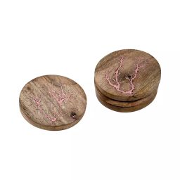 Screw Tight Wooden Round Shape Coaster Set CTR068 (Pack of 4 Pcs)-50