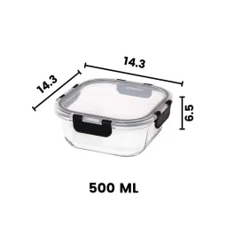 Femora Borosilicate Square Microwave Oven Safe Glass Container with Dectahable & Break Free Lid , Black Color, 500 ML image 4
