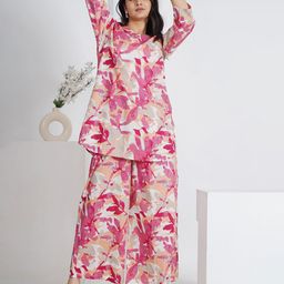 TULSILICIOUS Floral Printed Pure Cotton Tunic with Palazzos-picture-47
