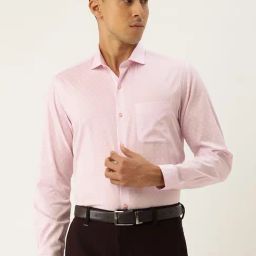 Peter England Pink Cotton Slim Fit Printed Shirt-picture-39