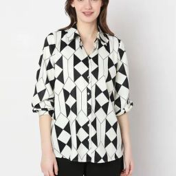 Vero Moda White & Black Printed Shirt-image-60