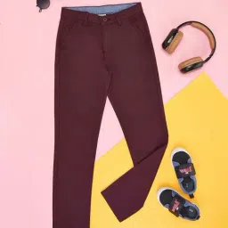 Pantaloons Junior Wine Cotton Regular Fit Trousers-picture-46
