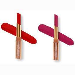 ME-ON Set of 2 Matte Vogue None-Transfer Lipsticks - Shade 01 & 08-26