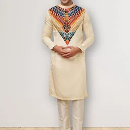 PulseIQ Men Geometric Printed Kurta with Pyjama-8