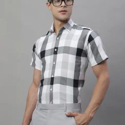 Jainish Black Regular Fit Check Cotton Shirt-picture-15