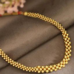 Malabar Gold and Diamonds 22k Gold Semi-Long Tushi Matinee Necklace For Women-image-10