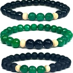 Divine souvenirs Set Of 3 Unisex Artificial Beaded Elasticated Bracelets-17