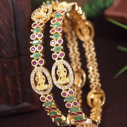 Anouk Set Of 2 Gold-Plated American Diamond StuddedBangles-35