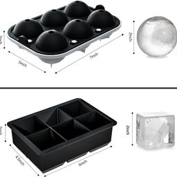 SPRQCART Ice Cube Trays (Set of 2), Sphere Ice Ball Maker with Lid & Large Square Ice Cube Maker for Whiskey, Cocktails and Homemade, Keep Drinks Chilled (Square & Round Ice Cubes) image 3