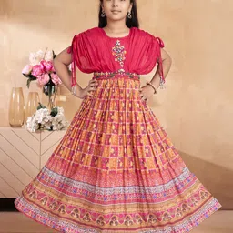 BAESD Girls Ethnic Motifs Embroidered Maxi Dress-image-63
