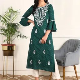 Kapad Dwar Women Ethnic Motifs Embroidered Flared Sleeves Thread Work Kurta-picture-21