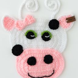The Original Knit Cow Design Bib - White & Pink-image-71